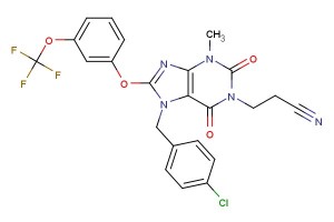 3-(7-(4-chlorobenzyl)-3-methyl-2,6-dioxo-8-(3-(trifluoromethoxy)phenoxy)-2,3,6,7-tetrahydro-1H-purin-1-yl)propanenitrile
